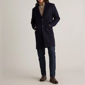 Quince Men Italian Wool Overcoat Cadet Blue M